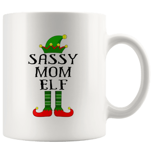 RobustCreative-Im The Sassy Mom Elf Family Matching Outfits PJ - 11oz White Mug Christmas group green pjs costume Gift Idea