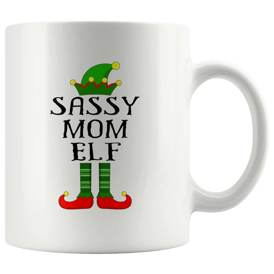 RobustCreative-Im The Sassy Mom Elf Family Matching Outfits PJ - 11oz White Mug Christmas group green pjs costume Gift Idea