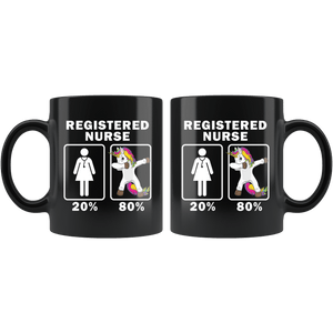 RobustCreative-Registered Nurse Dabbing Unicorn 80 20 Principle Superhero Girl Womens - 11oz Black Mug Medical Personnel Gift Idea