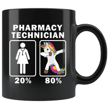 Load image into Gallery viewer, RobustCreative-Pharmacy Technician Dabbing Unicorn 80 20 Principle Superhero Girl Womens - 11oz Black Mug Medical Personnel Gift Idea
