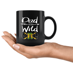 RobustCreative-Jamaican Dad of the Wild One Birthday Jamaica Flag Black 11oz Mug Gift Idea