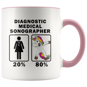 RobustCreative-Diagnostic Medical Sonographer Dabbing Unicorn 80 20 Principle Superhero Girl Womens - 11oz Accent Mug Medical Personnel Gift Idea