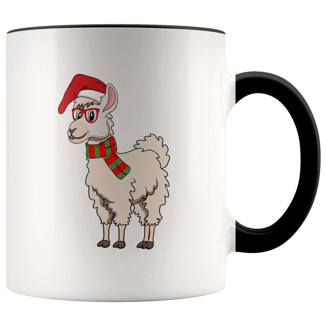 RobustCreative-Llama Dabbing Santa Hipster Glasses Alpaca Lover Santas Hat - 11oz Accent Mug Christmas gift idea Gift Idea