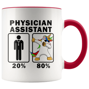 RobustCreative-Physician Assistant Dabbing Unicorn 80 20 Principle Graduation Gift Mens - 11oz Accent Mug Medical Personnel Gift Idea