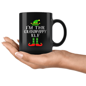 RobustCreative-Im The Grandpappy Elf Matching Family Christmas - 11oz Black Mug Christmas group green pjs costume Gift Idea