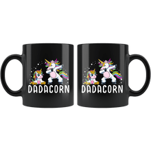 Load image into Gallery viewer, RobustCreative-Dadacorn Dabbing Unicorn Dad And Baby Fathers Day Gift Party Black 11oz Mug Gift Idea
