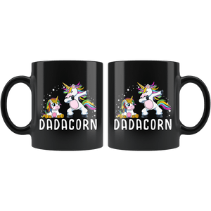 RobustCreative-Dadacorn Dabbing Unicorn Dad And Baby Fathers Day Gift Party Black 11oz Mug Gift Idea