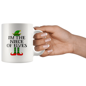 RobustCreative-Im The Niece of Elves Family Matching Elf Outfits PJ - 11oz White Mug Christmas group green pjs costume Gift Idea