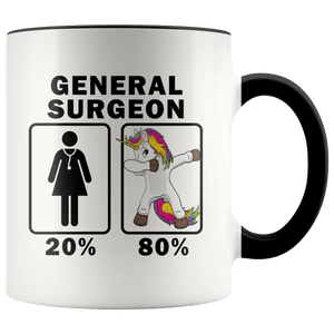 RobustCreative-General Surgeon Dabbing Unicorn 80 20 Principle Superhero Girl Womens - 11oz Accent Mug Medical Personnel Gift Idea