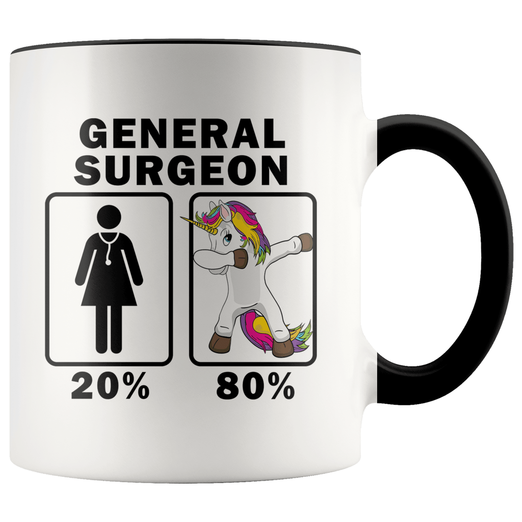 RobustCreative-General Surgeon Dabbing Unicorn 80 20 Principle Superhero Girl Womens - 11oz Accent Mug Medical Personnel Gift Idea