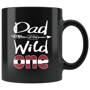 RobustCreative-Latvian Dad of the Wild One Birthday Latvia Flag Black 11oz Mug Gift Idea