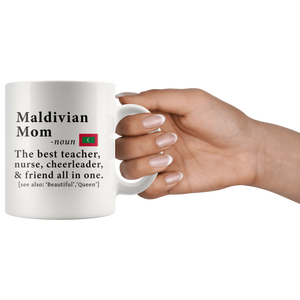 RobustCreative-Maldivian Mom Definition Maldives Flag Mothers Day - 11oz White Mug family reunion gifts Gift Idea