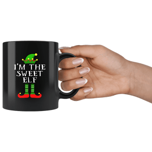 RobustCreative-Im The Sweet Elf Matching Family Christmas - 11oz Black Mug Christmas group green pjs costume Gift Idea