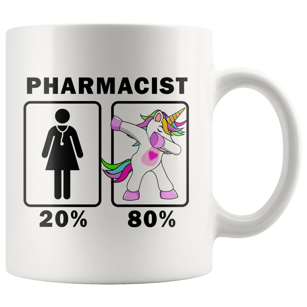 RobustCreative-Pharmacist Dabbing Unicorn 20 80 Principle Superhero Girl Womens - 11oz White Mug Medical Personnel Gift Idea