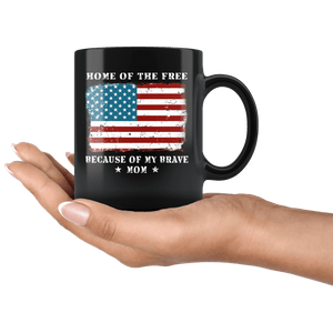RobustCreative-Home of the Free USA Patriot Family Flag - Military Family 11oz Black Mug Retired or Deployed support troops Gift Idea - Both Sides Printed