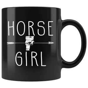 RobustCreative-Vermont Horse Girl Gifts Vermonter Shape Country for women - 11oz Black Mug Racing Lover Gift Idea