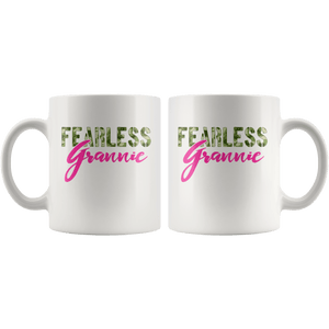 RobustCreative-Fearless Grannie Camo Hard Charger Veterans Day - Military Family 11oz White Mug Retired or Deployed support troops Gift Idea - Both Sides Printed