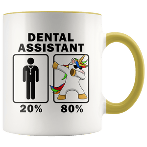 RobustCreative-Dental Assistant Dabbing Unicorn 80 20 Principle Graduation Gift Mens - 11oz Accent Mug Medical Personnel Gift Idea