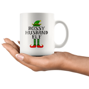 RobustCreative-Im The Bossy Husband Elf Family Matching Outfits PJ - 11oz White Mug Christmas group green pjs costume Gift Idea