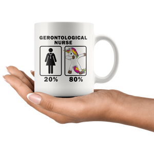RobustCreative-Gerontological Nurse Dabbing Unicorn 80 20 Principle Superhero Girl Womens - 11oz White Mug Medical Personnel Gift Idea