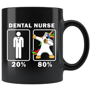 RobustCreative-Dental Nurse Dabbing Unicorn 80 20 Principle Graduation Gift Mens - 11oz Black Mug Medical Personnel Gift Idea