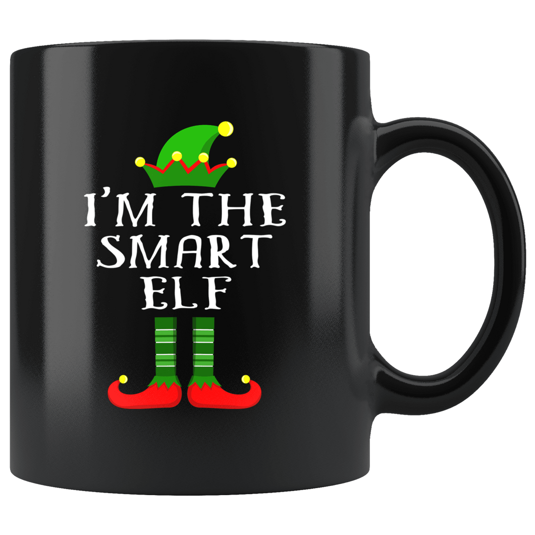 RobustCreative-Im The Smart Elf Matching Family Christmas - 11oz Black Mug Christmas group green pjs costume Gift Idea