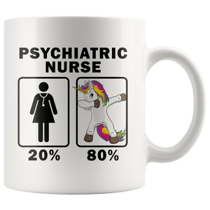 RobustCreative-Psychiatric Nurse Dabbing Unicorn 80 20 Principle Superhero Girl Womens - 11oz White Mug Medical Personnel Gift Idea