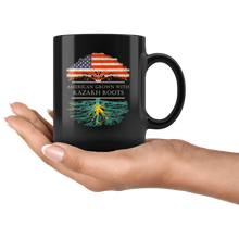 Load image into Gallery viewer, RobustCreative-Kazakh Roots American Grown Fathers Day Gift - Kazakh Pride 11oz Funny Black Coffee Mug - Real Kazakhstan Hero Flag Papa National Heritage - Friends Gift - Both Sides Printed
