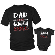 Load image into Gallery viewer, RobustCreative-1st Birthday Dad &amp; Baby Matching Outfit Buffalo Plaid Wild One First Bodysuit &amp; Mens T-Shirt Lumberjack Set
