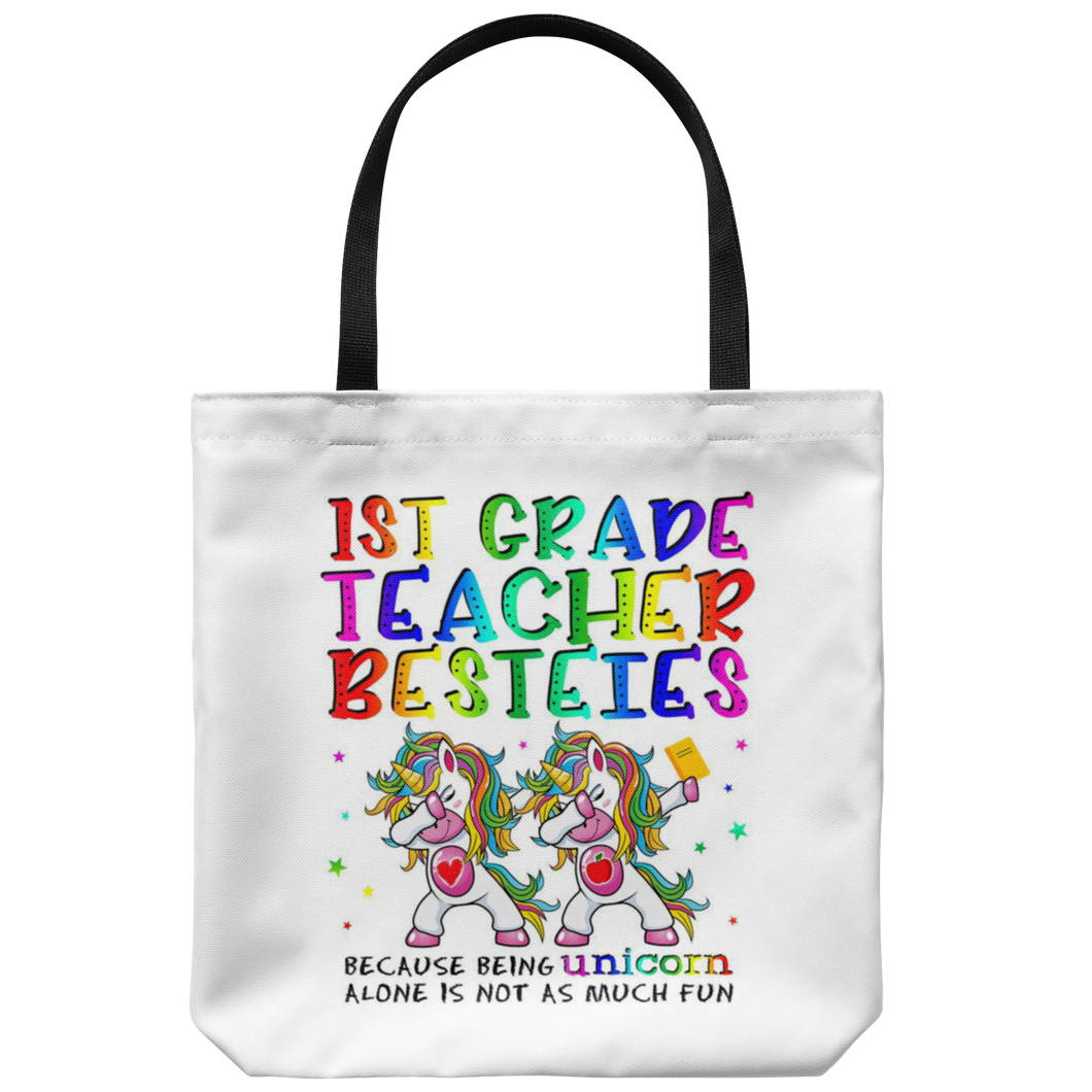 RobustCreative-1st First Grade Teacher Besties Teacher's Day Best Friend White Tote Bag Gift Idea