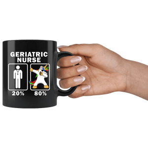 RobustCreative-Geriatric Nurse Dabbing Unicorn 80 20 Principle Graduation Gift Mens - 11oz Black Mug Medical Personnel Gift Idea