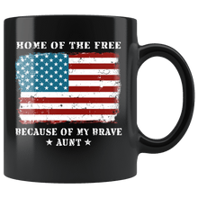 Load image into Gallery viewer, RobustCreative-Home of the Free Aunt USA Patriot Family Flag - Military Family 11oz Black Mug Retired or Deployed support troops Gift Idea - Both Sides Printed
