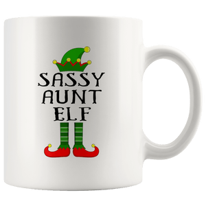 RobustCreative-Im The Sassy Aunt Elf Family Matching Outfits PJ - 11oz White Mug Christmas group green pjs costume Gift Idea