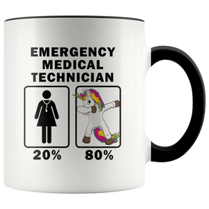 RobustCreative-Emergency Medical Technician Dabbing Unicorn 80 20 Principle Superhero Girl Womens - 11oz Accent Mug Medical Personnel Gift Idea