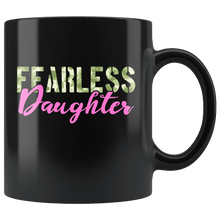 Load image into Gallery viewer, RobustCreative-Fearless Daughter Camo Hard Charger Veterans Day - Military Family 11oz Black Mug Retired or Deployed support troops Gift Idea - Both Sides Printed
