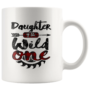 RobustCreative-Daughter of the Wild One Lumberjack Woodworker Sawdust - 11oz White Mug measure once plaid pajamas Gift Idea