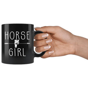 RobustCreative-Vermont Horse Girl Gifts Vermonter Shape Country for women - 11oz Black Mug Racing Lover Gift Idea