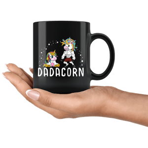 RobustCreative-Dadacorn Unicorn Dad And Baby Fathers Day Birthday Party Black 11oz Mug Gift Idea