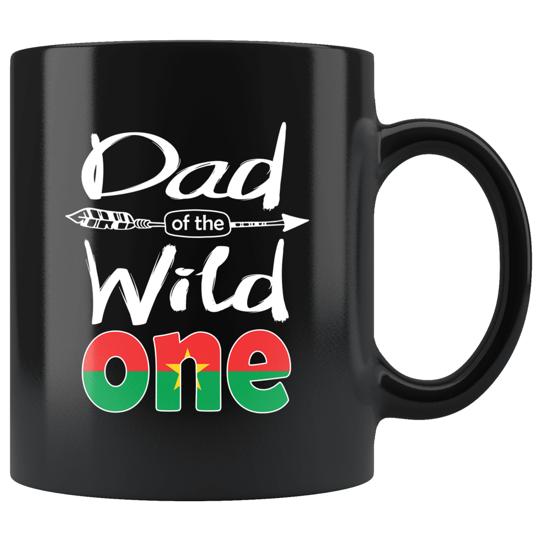 RobustCreative-Burkinabe Dad of the Wild One Birthday Burkina Faso Flag Black 11oz Mug Gift Idea