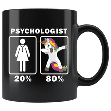 Load image into Gallery viewer, RobustCreative-Psychologist Dabbing Unicorn 80 20 Principle Superhero Girl Womens - 11oz Black Mug Medical Personnel Gift Idea
