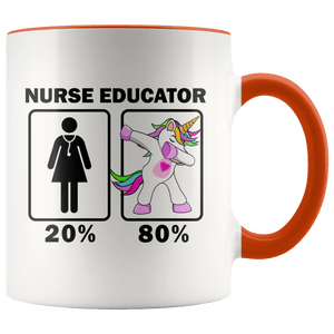 RobustCreative-Nurse Educator Dabbing Unicorn 20 80 Principle Superhero Girl Womens - 11oz Accent Mug Medical Personnel Gift Idea