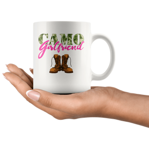 RobustCreative-Girlfriend Military Boots Camo Hard Charger Camouflage - Military Family 11oz White Mug Deployed Duty Forces support troops Gift Idea - Both Sides Printed