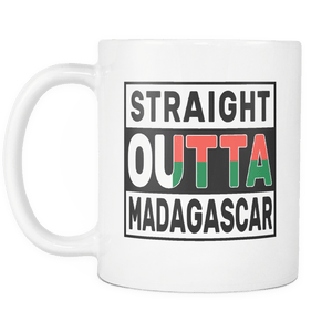 RobustCreative-Straight Outta Madagascar - Malagasy Flag 11oz Funny White Coffee Mug - Independence Day Family Heritage - Women Men Friends Gift - Both Sides Printed (Distressed)