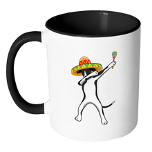 Load image into Gallery viewer, RobustCreative-Dabbing Greyhound Dog in Sombrero - Cinco De Mayo Mexican Fiesta - Dab Dance Mexico Party - 11oz Black &amp; White Funny Coffee Mug Women Men Friends Gift ~ Both Sides Printed

