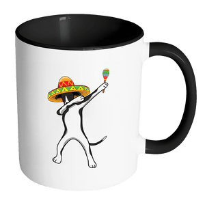 RobustCreative-Dabbing Greyhound Dog in Sombrero - Cinco De Mayo Mexican Fiesta - Dab Dance Mexico Party - 11oz Black & White Funny Coffee Mug Women Men Friends Gift ~ Both Sides Printed