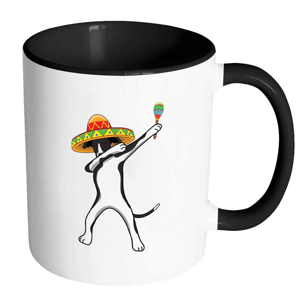 RobustCreative-Dabbing Greyhound Dog in Sombrero - Cinco De Mayo Mexican Fiesta - Dab Dance Mexico Party - 11oz Black & White Funny Coffee Mug Women Men Friends Gift ~ Both Sides Printed