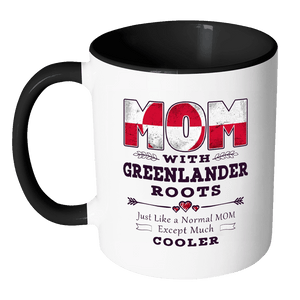 RobustCreative-Best Mom Ever with Greenlander Roots - Greenland Flag 11oz Funny Black & White Coffee Mug - Mothers Day Independence Day - Women Men Friends Gift - Both Sides Printed (Distressed)