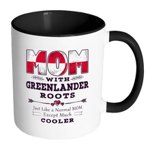 Load image into Gallery viewer, RobustCreative-Best Mom Ever with Greenlander Roots - Greenland Flag 11oz Funny Black &amp; White Coffee Mug - Mothers Day Independence Day - Women Men Friends Gift - Both Sides Printed (Distressed)
