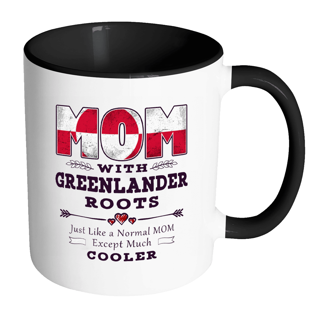 RobustCreative-Best Mom Ever with Greenlander Roots - Greenland Flag 11oz Funny Black & White Coffee Mug - Mothers Day Independence Day - Women Men Friends Gift - Both Sides Printed (Distressed)