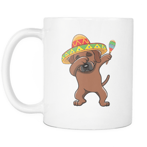 RobustCreative-Dabbing Rhodesian Ridgeback Dog in Sombrero - Cinco De Mayo Mexican Fiesta - Dab Dance Mexico Party - 11oz White Funny Coffee Mug Women Men Friends Gift ~ Both Sides Printed